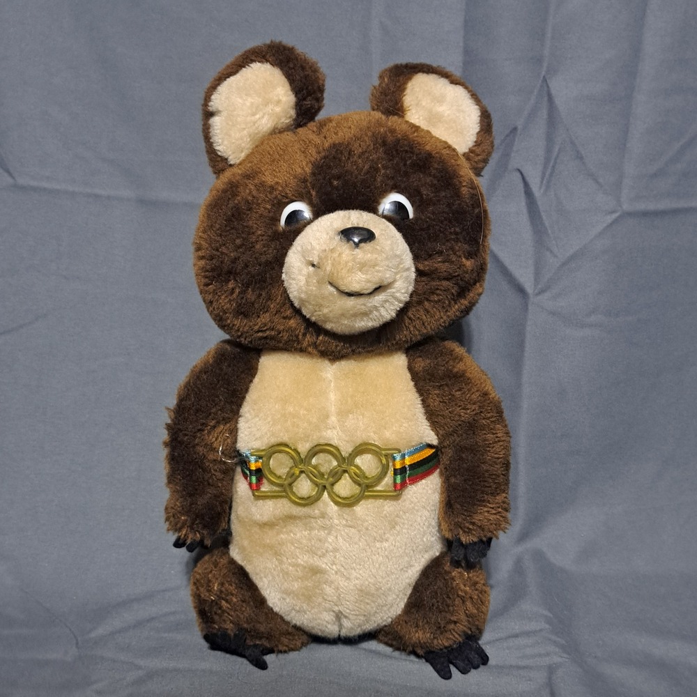 Vintage 1980 Moscow Olympics Misha Bear Plush R Dakin Mascot Brown 12 Inch‎